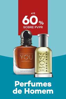 Perfumes de Homem com destaque promocional de at&eacute; 60% sobre pre&ccedil;o de Venda ao P&uacute;blico Recomendado
